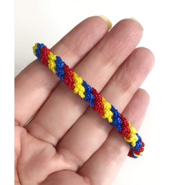 SIFRIMANIA Colombia Venezuela Flag Unisex Waterproof Bracelet Fan Patriotic Tricolor Bangle (Yellow-Blue-Red)
