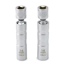 14mm&16mm 5/8" Magnetic Spark Plug Socket Set,Thin Wall Magnetic Rotating 3/8" Drive 12 Point Standard Spark Plug Socket Removal Tool 360-degree Rotation,Compatible with Motorcycle,Car,SUV