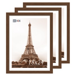 VCK 18x24 Brown Poster Frame 3 Pack, Solid Wood Picture Frame with Exclusive Wood Grain, Wall Mounting Hanging