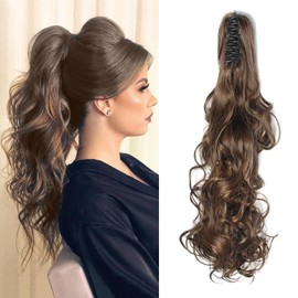 24 Inch Claw Clip Ponytail Extension Long Wavy Hair Extensions Jaw Pony Tail Curly Synthetic Hairpiece for Women