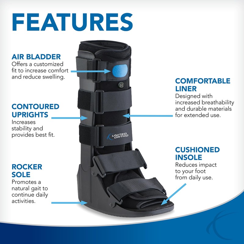 United Ortho USA14107 Air Cam Walker Fracture Boot, Large, Black