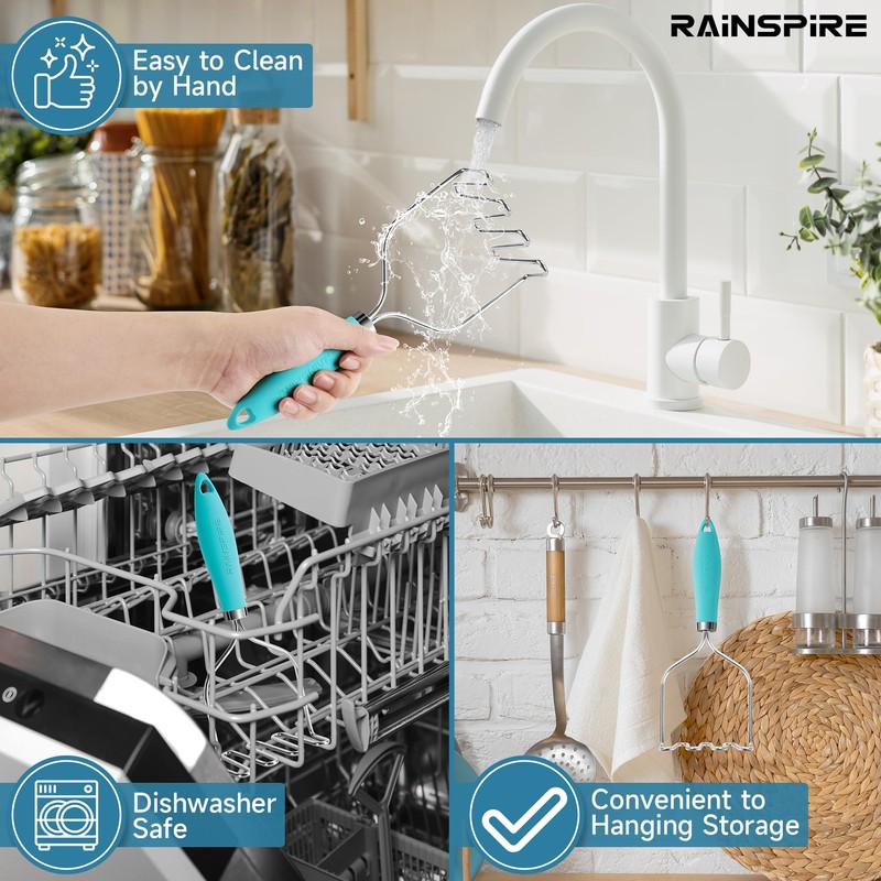 Rainspire Potato Masher Stainless Steel, Mashed Potato Masher Kitchen Tool,