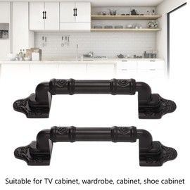 DriKou Barn Door Handles, 2 Pack Sliding Door Handle with Mounting Screws Gate Handle Set Cabinet Handles Door Pull Iron Baking Paint Door Pull, Pull Handle for Cabinet Closet