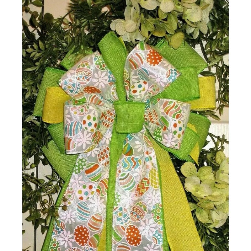 HANDMADE SPRING EASTER EGG BOW WIRED BOW FLORAL EASTER BASKET