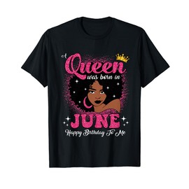 June Queen Birthday Afro Curly Hair Black Women Girls T-Shirt