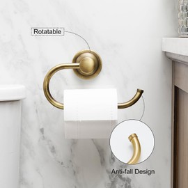 Hoimpro Antique Brass Towel Ring Toilet Paper Holder 2 Set, Double Bathroom Hardware Fixtures Toilet Roll Tissue Holder, Hand Towel Bar Towel Rack Rv Accessories, Sus304 Stainless Steel, Wall Mount