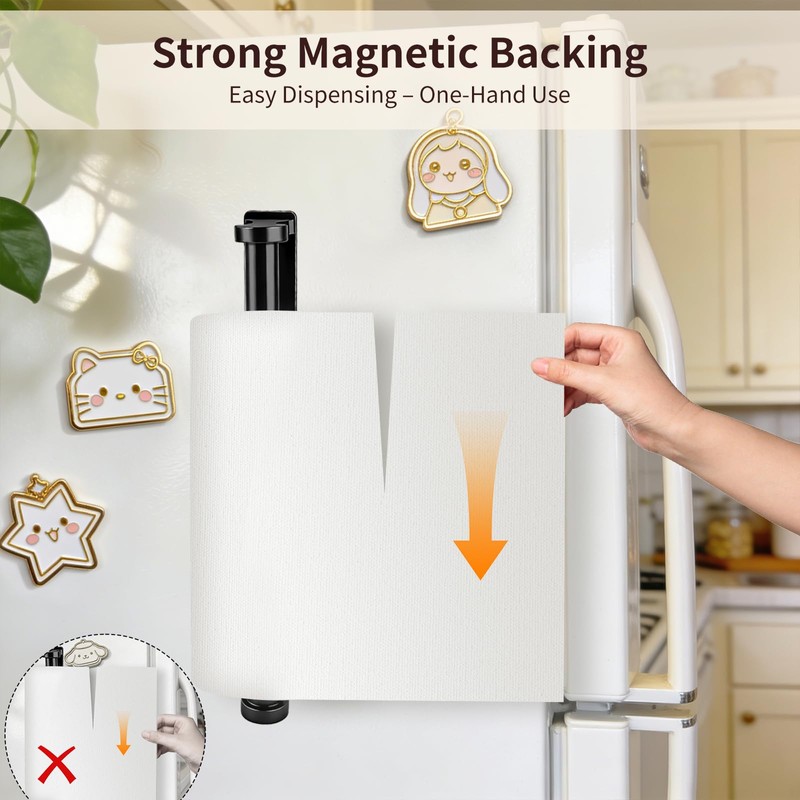 Magnetic & Adhesive Paper Towel Holder for Refrigerator Side, No