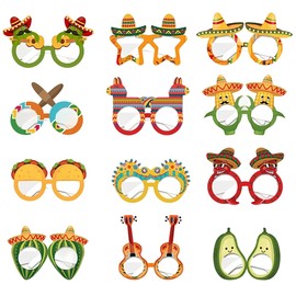 ZGCXRTO 12-teiliges Party-Brillenband, Papier, Brille, verkleidet, mexikanisch, Fiesta, Brille, Zubehör, Kostüm, Dekoration für Kinder und Erwachsene