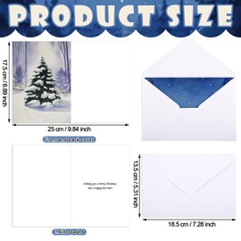 Motiskyy 36 Pack Winter Forest Holiday Cards Forest Christmas Tree Card Moonlight Christmas Card Winter Night Cards with Envelopes and Message Inside for Christmas, Winter, Holiday