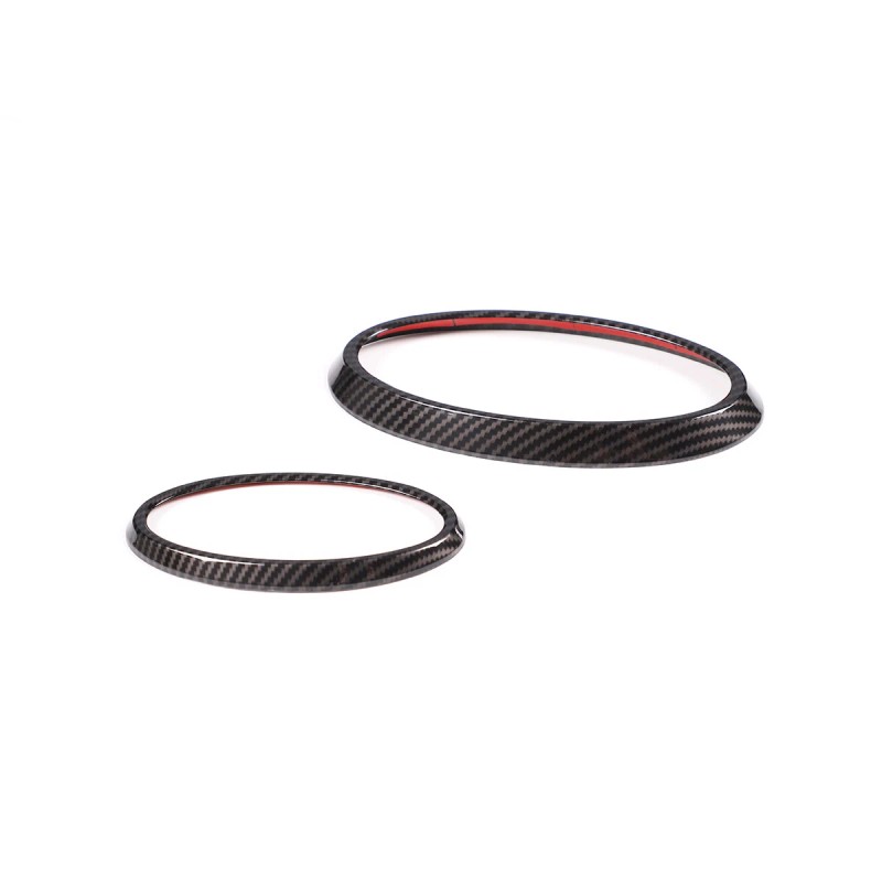 car-attention Carbon Fiber Front Rear Emblem Badge Logo Trim 2PCS