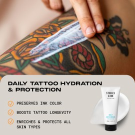 Stories & Ink Stories & Ink Tattoo Aftercare | DAILY MOISTURIZER - with Advanced UV Ink Protection to Prevent Tattoo Fading, Protects & Hydrates Healed Tattoos, 200 mL / 6.8 Fl Oz