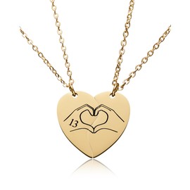 Yooborn 13 Heart Hands Best Friends Matching Pendant Necklaces for 2 Daughter Bestie Sisters Tay lor Inspired Merch Friendship Stuff Jewelry Gift for 2 Women Music Lover Fans(Golden).