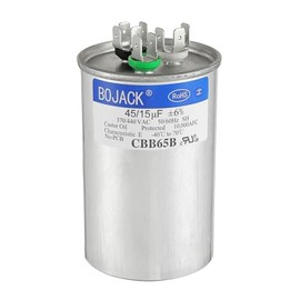 BOJACK 45+15 uF 45/15 MFD ± 6% 370V/440V CBB65 Condensador de arranque circular de doble funcionamiento, para funcionamiento de motor de CA o arranque
