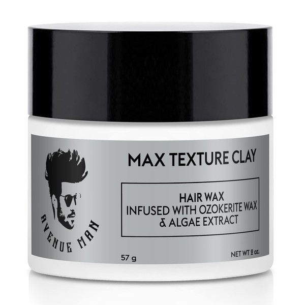 Avenue Man Max Texture Clay - Hair Products for Men (2oz) - Hair Pomade with Herbal Extracts for Wet or Dry Hair - Paraben-Free Hair Putty - Improved Formula - Made in the USA