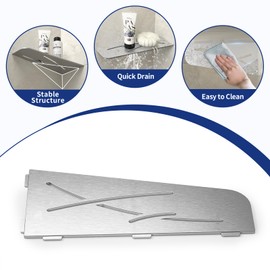 Bernkot Corner Shower Shelf 12" Brushed 304 Stainless Steel Quadrilateral Corner Shelf Recessed Bathroom Shower Shelf, No Drilling