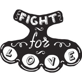 Fight for Love Brass Knuckles Tough Strong Believe Powerful Message Cartoon Vinyl Sticker (8" Wide)