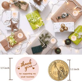 Mameld 1.5' Thank You for Supporting My Small Business Stickers 500 PCS Thank You Stickers 4 Design Font Pink Foil Rolls for Greeting Cards Flower Bouquets Self-Adhesive Labels for Gift Wraps