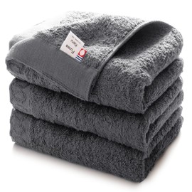 Trampalan Imabari Towel Face Towel, Set of 3, FuwaKaru, Made in Japan, Quick Drying, Water Absorbent, Lightweight, Thick, 100% Cotton (Charcoal Gray)