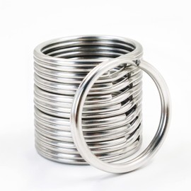 Stainless Steel Split Key Rings 1.1 Inch/30mm Diameter, Round Metal Keychain Rings, Silver Dog Tag Rings, Polished Key Chain Loops, Durable Keyrings for Art Craft (10Pcs)