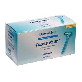 Dukal DUK DR3886 Dawnmist Triple Play Razor, 3 Micro Edge Blades, Lubricating Strip, Pivoting Head, Teal, Clear Plastic Guard (Pack of 500)