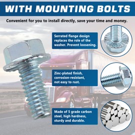 GREPSPUD 4Set 343-4009 Trailer Hub Caps, 3434009 6 Holes Aluminum Hub Cap for Trailer Axle, with 24Pcs Bolts, Side Pipe Plug, Gasket & Extra 4Pcs Blue Rubber Plugs, TR3434009 Semi Truck Hubcaps