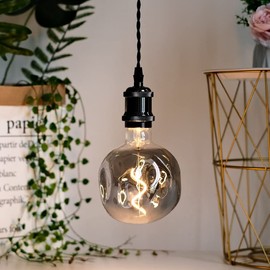 TIANFAN Vintage Edison Style LED Filament Bulb Dimmable 4Watts G125 Spiral Filament with E26 Base for 110-130V Smoke Glass Ambiance