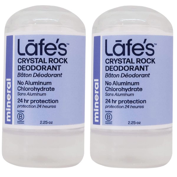 Lafe's Natural Deodorant | Unscented Crystal Mineral Rock Natural Deodorant | 2.25 Ounce | 2 Pack