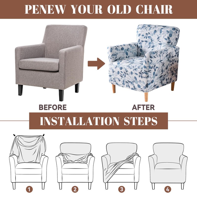 Printed Furniture Protector Stretch Single Sofa Slipcover Washable Soft Club