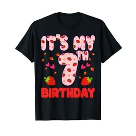 Kids 7 year old Strawberry Birthday Girl Sweet Fruit 7th T-Shirt