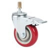 Swivel Stem Casters, Heavy Duty Double-Locking Castors with Red PU