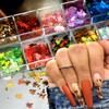 1 Box 12 Color Holographic Fall Leaf Nail Glitter Hexagonal
