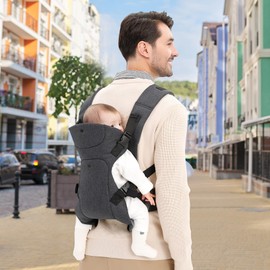 Baby Carrier,Ergonomische Babytrage für Neugeborene, Bequeme und Leichte Babytrage, mit verstellbarem Hüftgurt Schulterriemen, Leicht zu tragen, für Babys 1-36 Monate, Grau