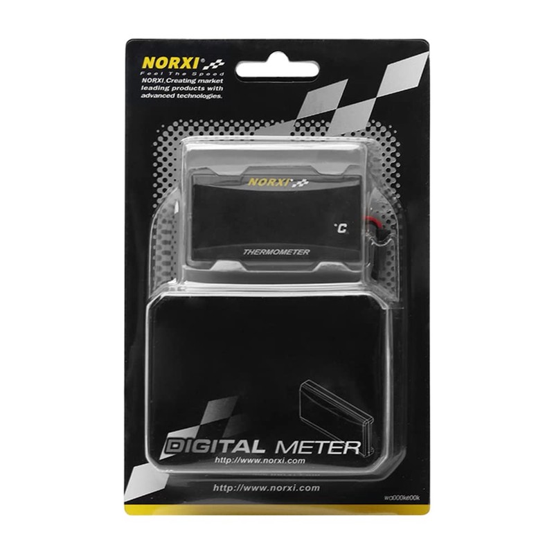 NORXI Ultra Thin Waterproof Motorcycle Thermometer 12V Universal Compact Thermometer