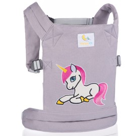 HappyVk-Baby Doll Carrier-Doll Carrier Front Back for Little Girls-Grey Unicorn