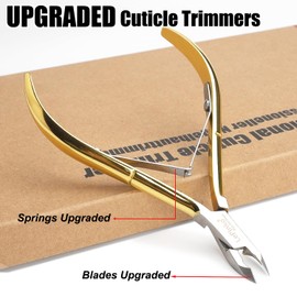 LePinko 4 Packs Upgraded Cuticle Trimmer kit, Sharp Dead Skin Clipper, Labor-Saving Cuticula Remover for Fingernail Toenail, Manicure Pedicure Tool for Women Men, 5mm Jaw, Golden