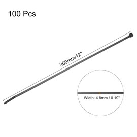 sourcing map 100PCS Cable Zip Ties 12 Inch, Self-Locking Nylon Wire Ties Heavy Duty with 50 LBS Tensile Strength for Indoor and Outdoor, Black