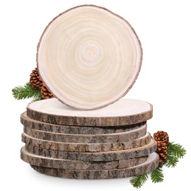 8 Pack 10-12 inches Large Wood Slices for Centerpieces, Rustic Wooden Rounds, Wood Centerpieces for Tables, Natural Paulownia Wooden Slabs for DIY Crafts and Wedding Decor
