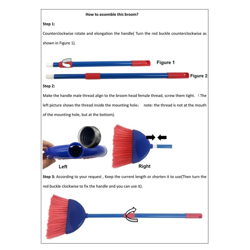BSMstone Small Broom-Indoor or Outdoor Portable Broom with Adjustable Handle,