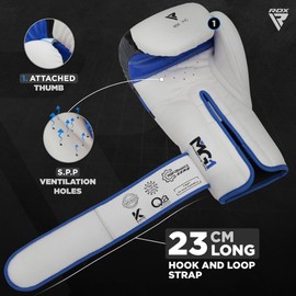 RDX Maya Leather Boxing Gloves Punch Bag Sparring Training Muay Thai Kickboxing Boxing Gloves, blue