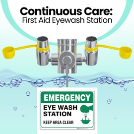XPACK Faucet Mount Eyewash Station - Convenient Eyewash Station with Common Sink Adapters and Inspection Tags (Yellow Caps)