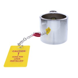 United Pacific 90107 Heavy-Duty Steel King Pin Lock w/12” Warning Tag for 2” Kingpin, Fifth Wheel Lock, Keyed Different – One Unit w/2 Keys