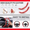 KEEPDSGN 15''Car Steering Wheel Cover Leather Non-Slip Carbon Fiber For