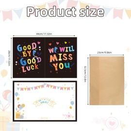 Jumbo-Abschiedsgrußkarte, 28x44cm Abschiedsgeschenkkarte mit Umschlag Abschiedskarte für Kollegen Viel Glück-Karte Geschenk für Kollegen Freunde (Schwarz)