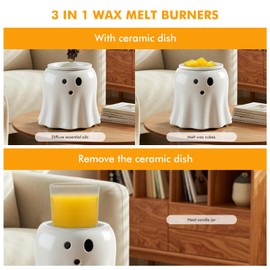 Ceramic Electric Wax Melt Warmer–Electric Candle Warmer Melter for Scented Wax Cubes Cute Ghost Fragrance Oil Burner Halloween Candle Melter Warmer for Home Decor