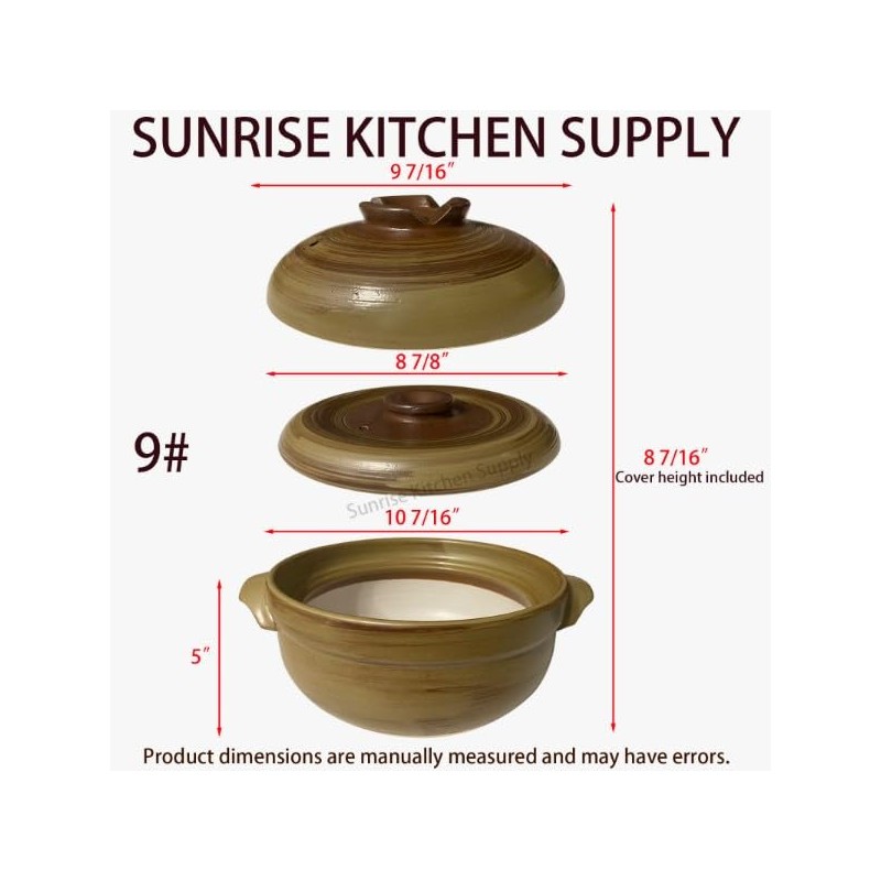 SUNRISE Donabe Hot Pot (Double Lid #9, 4 QT)