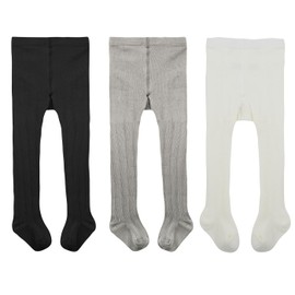 Century Star Baby Boys Girls Cotton Tights, Black and white grey