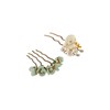2pcs Jade Flower Hair Pin Decorative Hair Clips Tassel Pearl