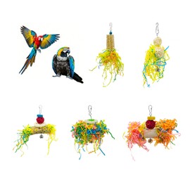 Panda Bros 5 Pcs Bird Parrots Shredding Toys - Chewing, Foraging, Hanging Toys for Parrots, Lovebirds, Cockatiels, Conures, African Grey - Safe & Durable Bird Accessories
