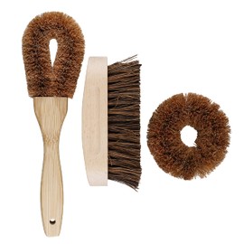 Natural Elements Eco-Friendly Coconut Cleaning Brush Set, 3 Pieces, Display Boxed