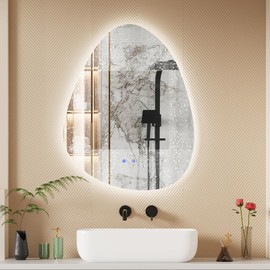 QDSSDECO 22" x 28" LED Triangle Mirror, Irregularly Shaped, Unique Vanity Mirror, Frameless Wall Mirror for Bathroom, Living Room, Bedroom, Entryway